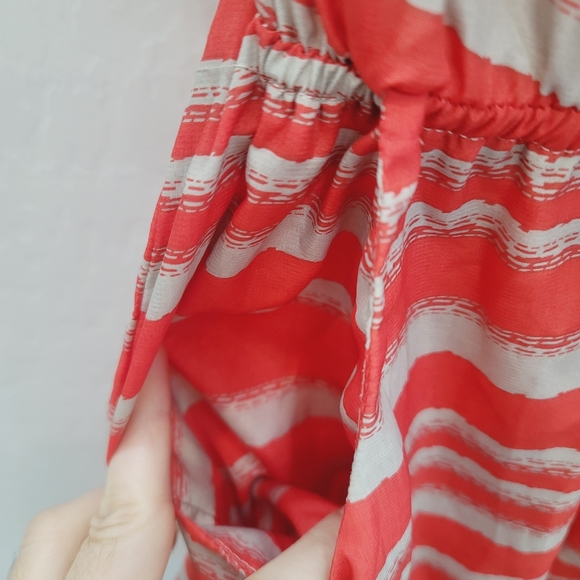 Love Ari Red & Tan Striped Draped Neck Mini Dress Women's Size Large - Picture 11 of 14